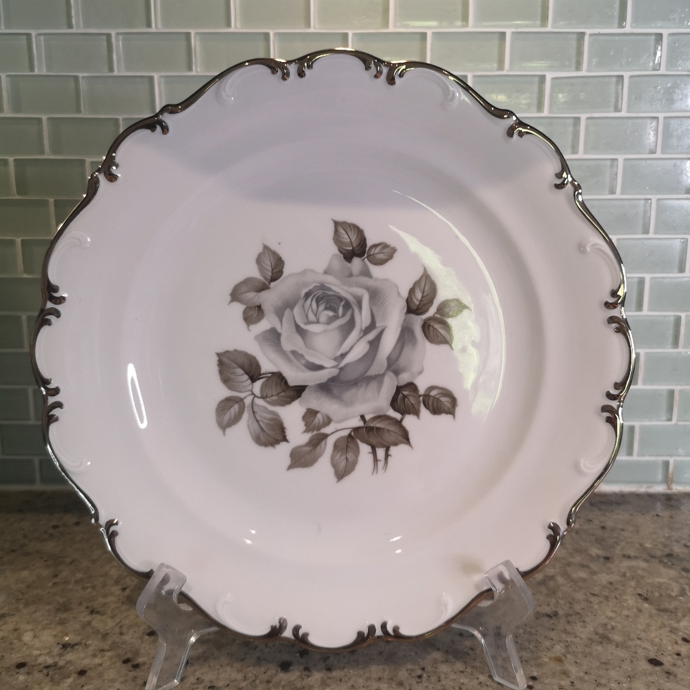 Vintage Schumann Arzberg Germany E&R Golden Crown Moon Rose 10" Dinner Plate